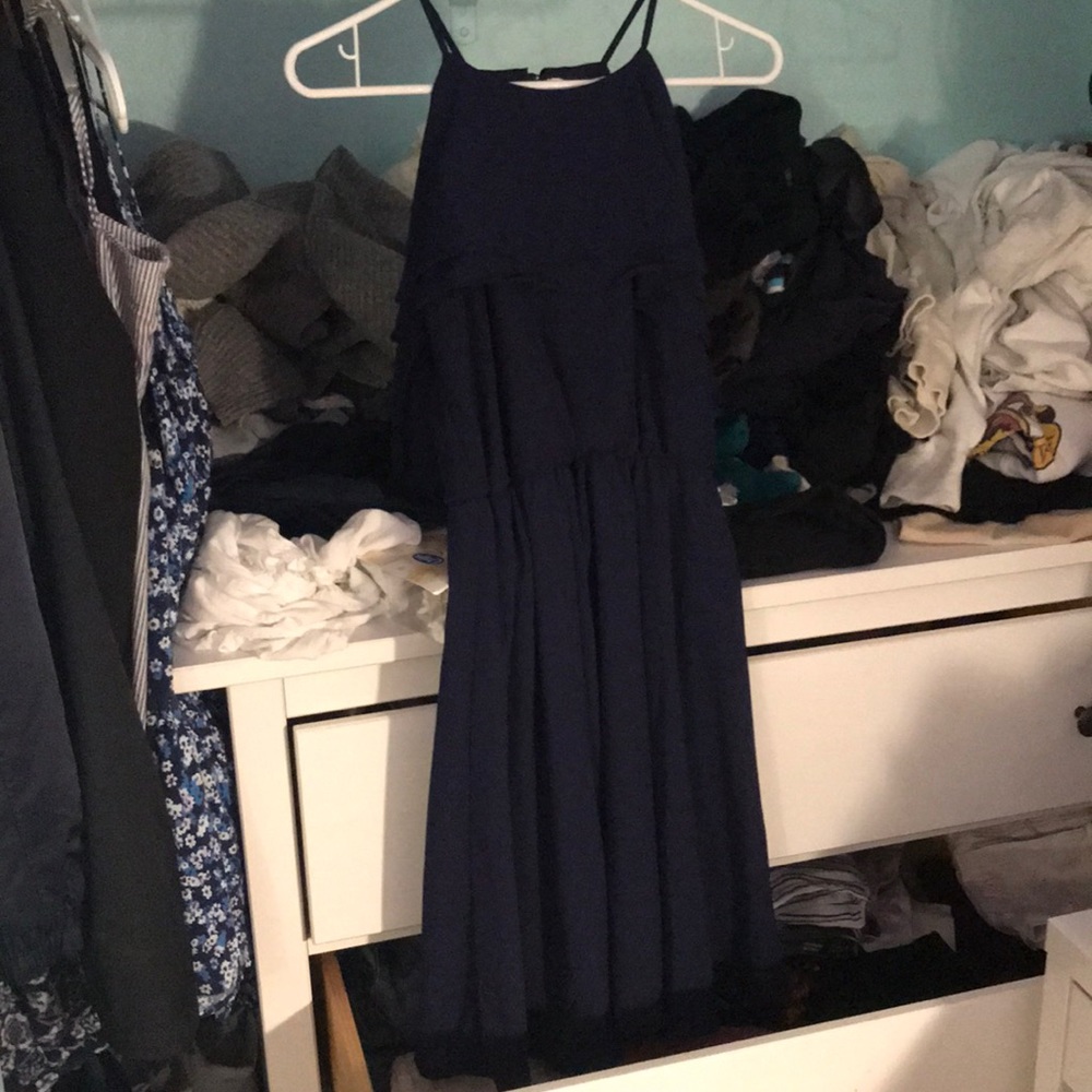navy blue chiffon dress